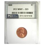 1958 Cent MS67+ RD LISTS $7500