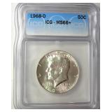 1968-D Kennedy ICG MS66+ LISTS $150