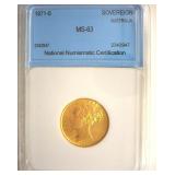 1871-S Sovereign NNC MS63 Australia