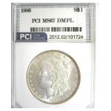 1886 Morgan MS67 DMPL LISTS $13000 IN 66+ DMPL