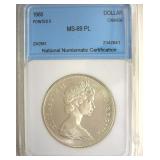 1965 Pointed 5 Dollar NNC MS69 PL Canada