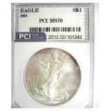 1995 Silver Eagle MS70 LISTS $1550
