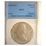 1818-PTS PJ 8 Reales NNC MS61 Bolivia