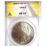 1889 Morgan ANACS MS63 Purple Crescent Toning