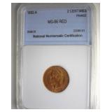 1862-A 2 Centimes NNC MS66 RD France