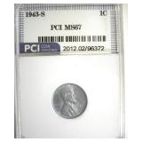 1943-S Cent MS67 LISTS $200