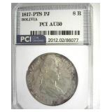 1817-PTS PJ 8 Reales PCI AU50 Bolivia