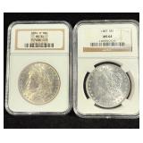 1884-O, 1887 Morgans NGC MS64
