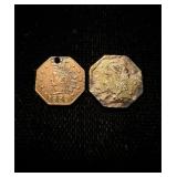 1854 & 1880 California Gold Oct 50c Jewelry Use