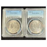 1883-O, 1885-O Morgans PCGS MS64