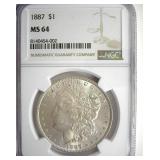 1887 Morgan NGC MS64