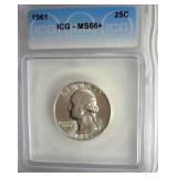 1961 Quarter ICG MS66+ LIST $225