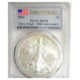 2016 Silver Eagle PCGS MS70 30th Anniversary