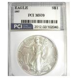 1987 Silver Eagle MS70 LISTS $1000