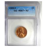1955-S Cent ICG MS67+ RD LISTS $750