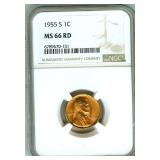 1955-S Cent NGC MS66 RED LISTS $24