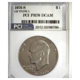1976-S CN T1 Ike PR70 DCAM LISTS $6000
