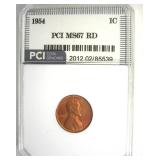 1954 Cent MS67 RD LISTS $11500