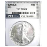 1991 Silver Eagle MS70 LISTS $1550