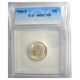 1960-D Dime ICG MS67 FB LISTS $400