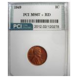 1949 Cent MS67+ RD LISTS $8500