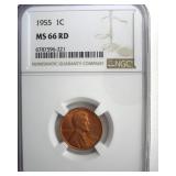 1955 Cent NGC MS66 RD
