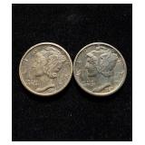 Mercury Dimes 2 Hi Grade
