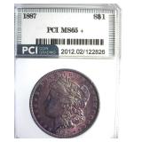 1887 Morgan PCI MS65+ Purple Toning