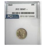 1943 Dime MS67+ LISTS $225