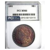 1881 Morgan MS65 LISTS $450