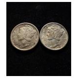 Mercury Dimes 2 Hi Grade