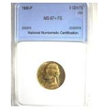 1980-P Nickel MS67+ FS LISTS $250 IN 66FS
