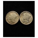 Mercury Dimes 2 Hi Grade