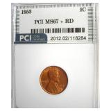 1953 Cent MS67+ RD LISTS $12500
