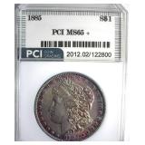 1885 Morgan PCI MS65+ Purple Toning