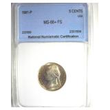 1991-P Nickel MS66+ FS LISTS $275