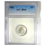 1963 Dime ICG MS67 LISTS $125