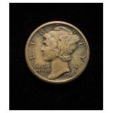 1916-S Dime AU+ Nice Orig