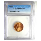 1955 Cent ICG MS67 RD Poorman's Var