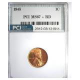 1945 Cent MS67+ RD LISTS $6250