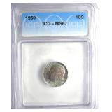 1960 Dime ICG MS67 Nice Toning
