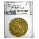 1863 Dollar PCI PR69 CAM Transitional Brass Copy