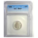1959 Dime ICG MS67 LISTS $135