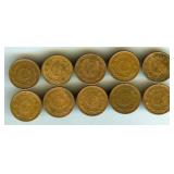 1936-1947 Centavo Mexico 10 Pc Lot