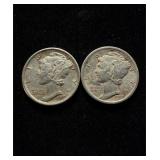 Mercury Dimes 2 Hi Grade