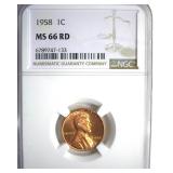 1958 Cent NGC MS66 RD