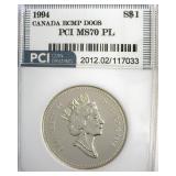 1994 Sterling S$1 Dog Sled PCI MS70 PL Canada