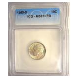1955-D Dime ICG MS67+ FB LISTS $500