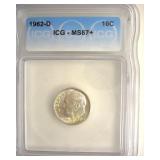 1962-D Dime ICG MS67+ LISTS $450
