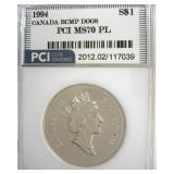 1994 Sterling S$1 Dog Sled PCI MS70 PL Canada